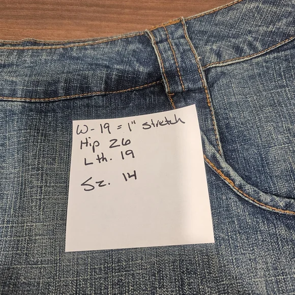 MXM Denim Tiered Ruffle Mini Skirt Size 14 Y2K Boho Festival Western - Picture 7 of 8